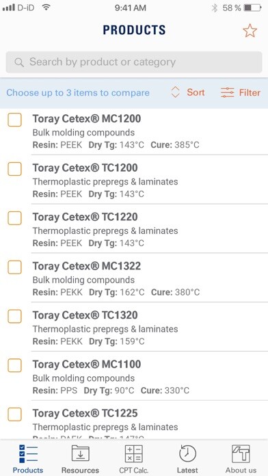 Emulate iPhone app Toray Product Selector using MyAndroid