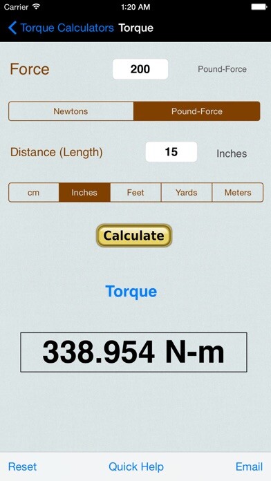 Emulate iPhone app Torque Calculator, Units Conv using MyAndroid Emulate iPhone app Torque Calculator, Units Conv using MyAndroid