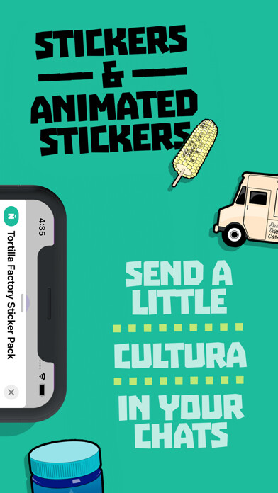 Emulate iPhone app Tortilla Factory Sticker Pack using MyAndroid