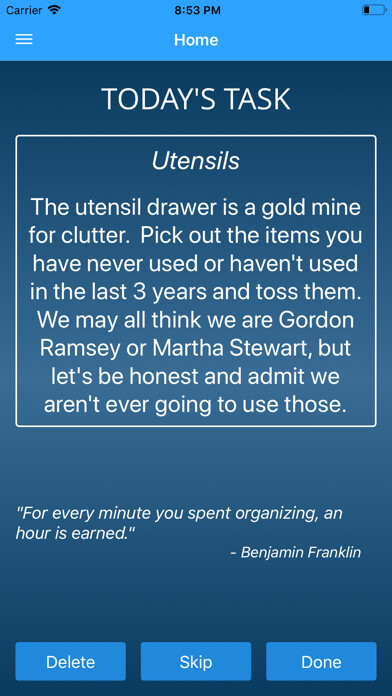 Emulate iPhone app Toss - Declutter Fast & Easy using MyAndroid