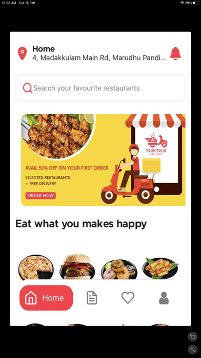 Emulate iPhone app ToukTouk Delivery using MyAndroid