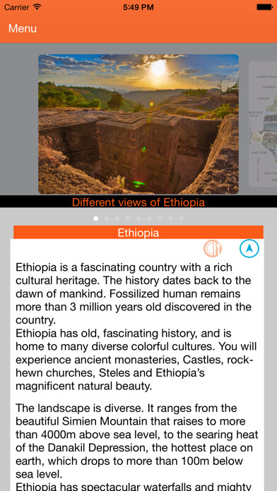 Emulate iPhone app Tour Ethiopia using MyAndroid