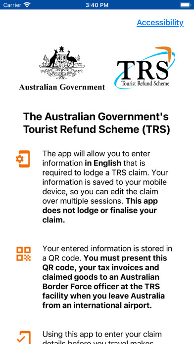 Emulate iPhone app Tourist Refund Scheme using MyAndroid