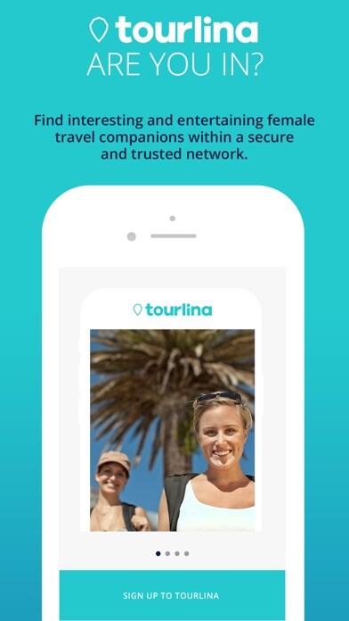 Emulate iPhone app Tourlina - Female Travel Buddy using MyAndroid