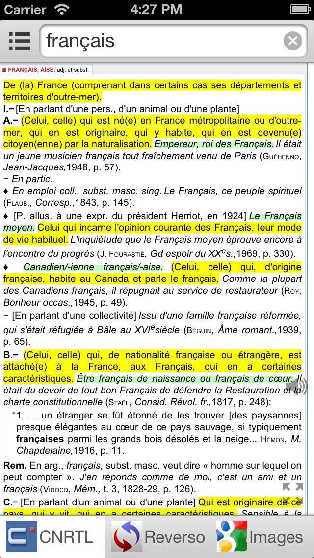 Emulate iPhone app Tout Dictionnaire Français using MyAndroid Emulate iPhone app Tout Dictionnaire Français using MyAndroid