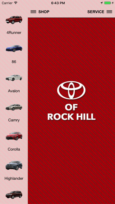 Emulate iPhone app Toyota of Rock Hill using MyAndroid