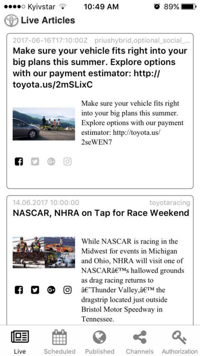 Emulate iPhone app Toyota Social By SimpleFeed using MyAndroid