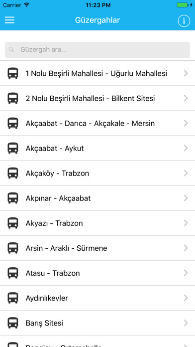 Emulate iPhone app Trabzon Belediyesi Otobüs Saatleri using MyAndroid