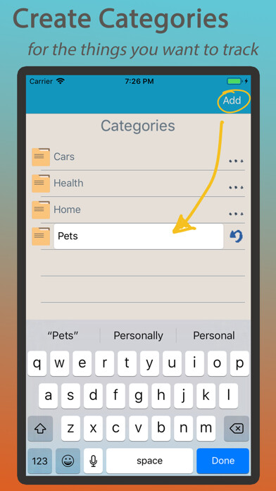 Emulate iPhone app Tracker - Events and Notes using MyAndroid