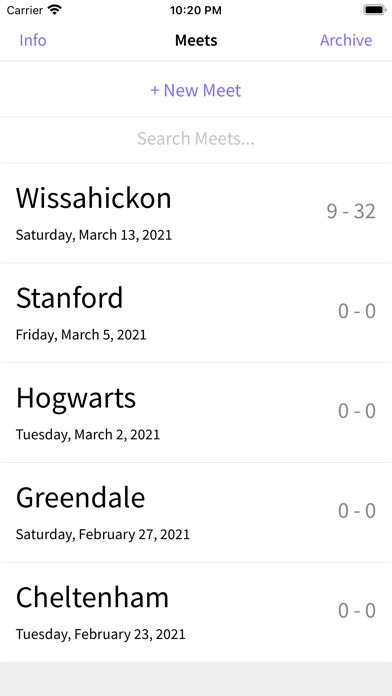 Emulate iPhone app Track & Field Dual Meet Scorer using MyAndroid