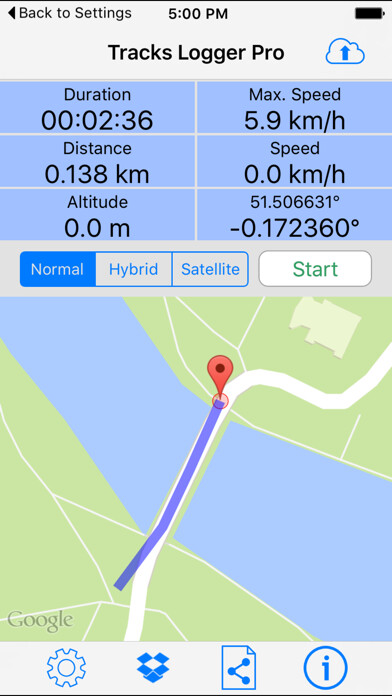 Emulate iPhone app Tracks Logger Pro using MyAndroid
