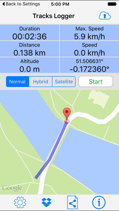 Emulate iPhone app Tracks Logger using MyAndroid