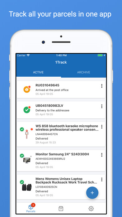 Emulate iPhone app Track your packages - 1Track using MyAndroid