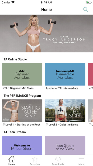 Emulate iPhone app Tracy Anderson Online Studio using MyAndroid