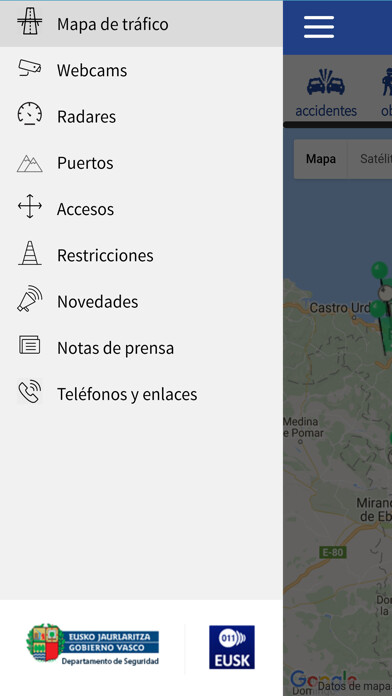 Emulate iPhone app TrafikoaEJGV using MyAndroid