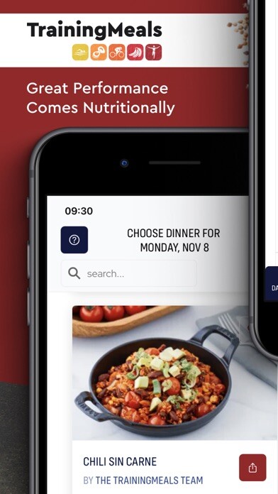 Emulate iPhone app TrainingMeals Nutrition Coach using MyAndroid