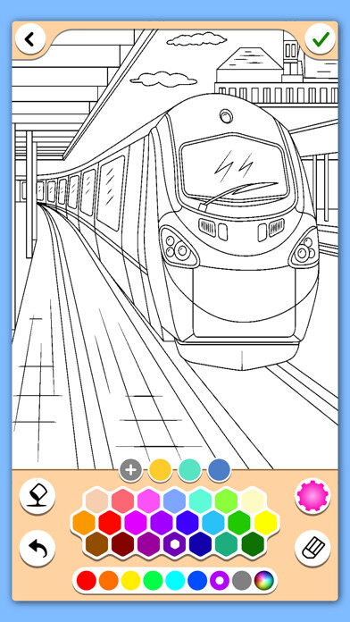 Emulate iPhone app Trains coloring pages using MyAndroid