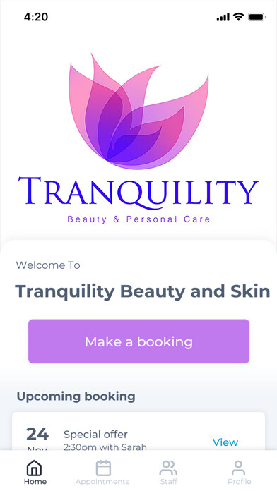 Emulate iPhone app Tranquility Beauty and Skin using MyAndroid