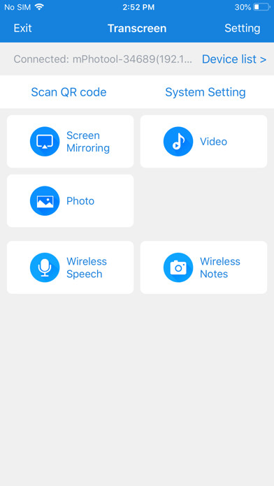 Emulate iPhone app Transcreen using MyAndroid