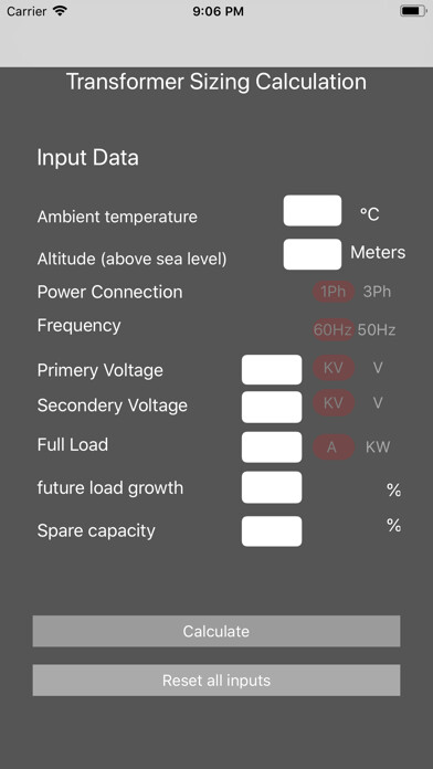 Emulate iPhone app Transformer Sizing Calculation using MyAndroid Emulate iPhone app Transformer Sizing Calculation using MyAndroid