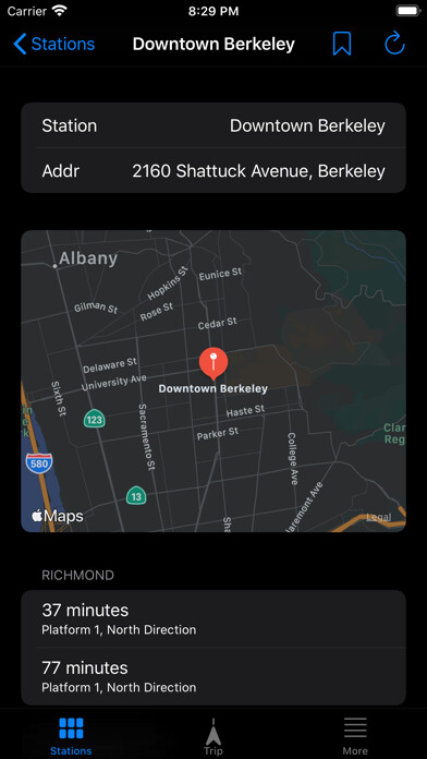 Emulate iPhone app Transit - for BART SF Bay Area using MyAndroid