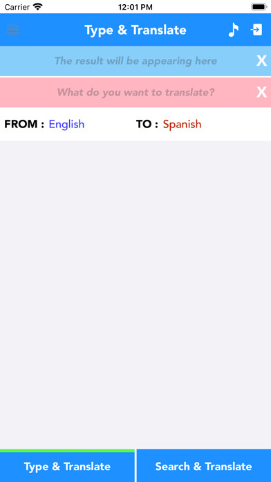 Emulate iPhone app Translate English to Spanish using MyAndroid