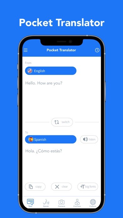 Emulate iPhone app Translate - Pocket Translator using MyAndroid