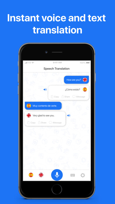 Emulate iPhone app Translator Bot™ Translate Now using MyAndroid