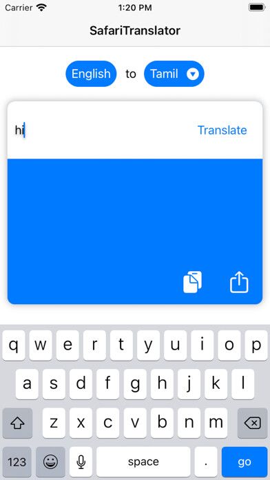 Emulate iPhone app Translator for Safari using MyAndroid