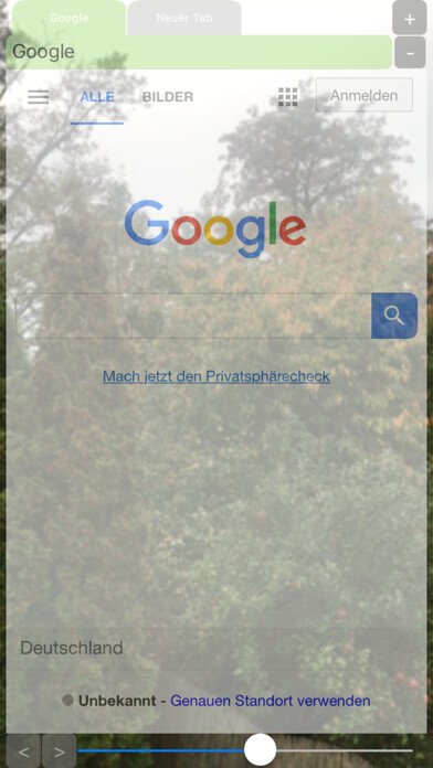 Emulate iPhone app Transparenter Webbrowser using MyAndroid