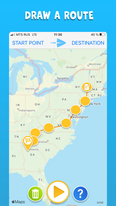 Emulate iPhone app TravelBoast: My Journey Routes using MyAndroid