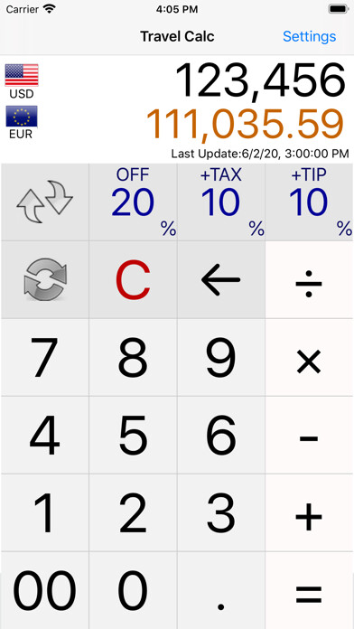 Emulate iPhone app TravelCalc using MyAndroid