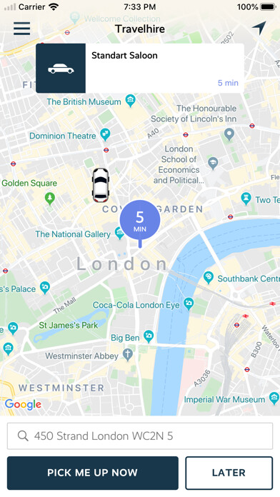 Emulate iPhone app Travelhire Car Service using MyAndroid