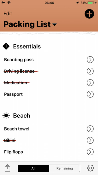 Emulate iPhone app Travel Packing List using MyAndroid Emulate iPhone app Travel Packing List using MyAndroid