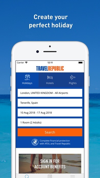 Emulate iPhone app Travel Republic using MyAndroid