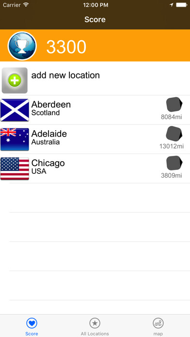 Emulate iPhone app Travel Score using MyAndroid