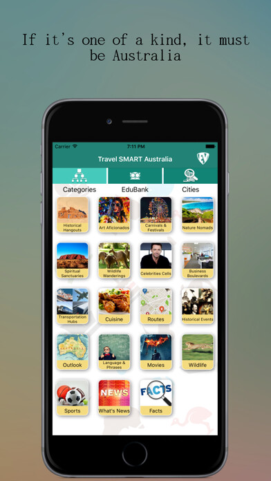 Emulate iPhone app Travel SMART Australia Country Guide using MyAndroid