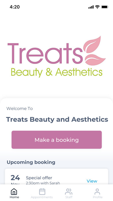 Emulate iPhone app Treats Beauty and Aesthetics using MyAndroid