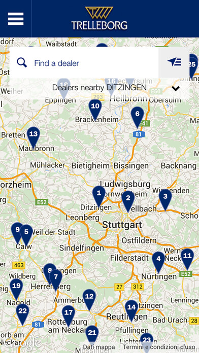Emulate iPhone app Trelleborg Dealer Locator using MyAndroid Emulate iPhone app Trelleborg Dealer Locator using MyAndroid