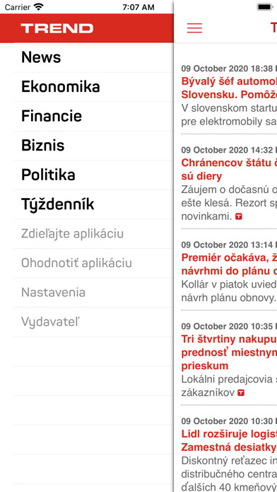 Emulate iPhone app TREND News using MyAndroid