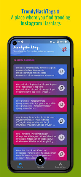 Run android online APK trendyHashtags for Instagram from MyAndroid or emulate trendyHashtags for Instagram using MyAndroid