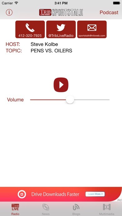 Emulate iPhone app TribLIVE Radio SportsTalk & News by Pittsburgh Tribune-Review - Trib Total Media using MyAndroid Emulate iPhone app TribLIVE Radio SportsTalk & News by Pittsburgh Tribune-Review - Trib Total Media using MyAndroid