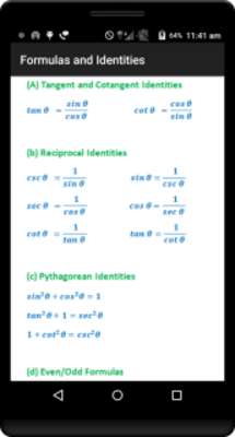 Emulate Android APK Trigonometry Quick Reference Emulate Android APK Trigonometry Quick Reference