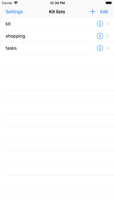 Emulate iPhone app Trip Kitlist using MyAndroid