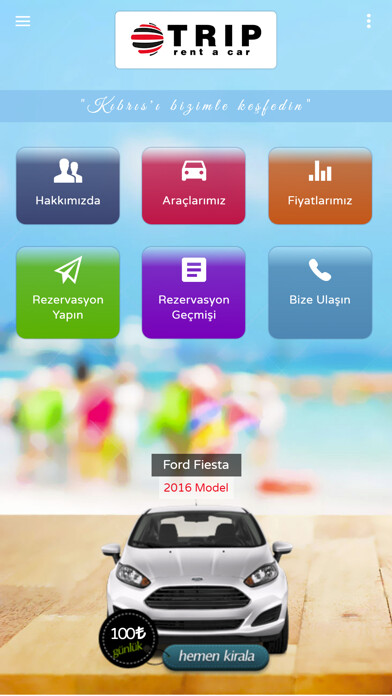 Emulate iPhone app Trip Rent A Car using MyAndroid