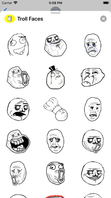 Emulate iPhone app Troll Face Rage Stickers using MyAndroid Emulate iPhone app Troll Face Rage Stickers using MyAndroid