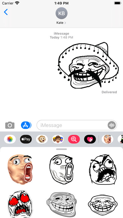 Emulate iPhone app Troll Face Stickers - Memes using MyAndroid
