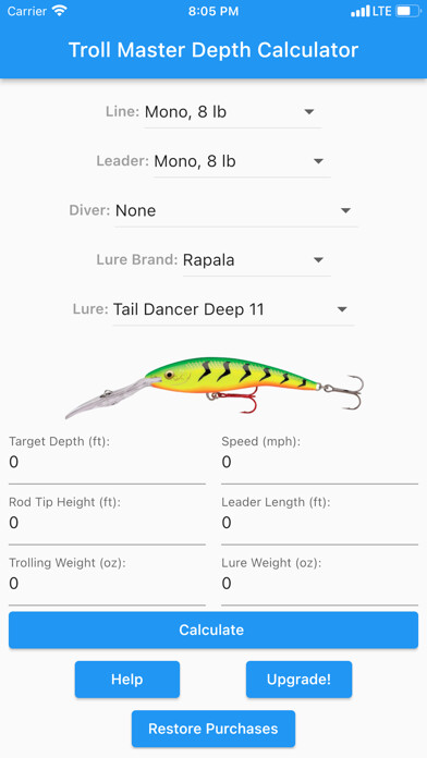 Emulate iPhone app Troll Master Depth Calculator using MyAndroid