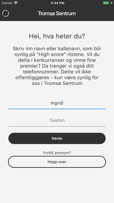 Emulate iPhone app Tromsø Sentrum using MyAndroid