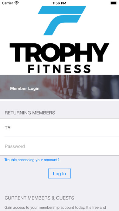 Emulate iPhone app Trophy Fitness Member Portal using MyAndroid